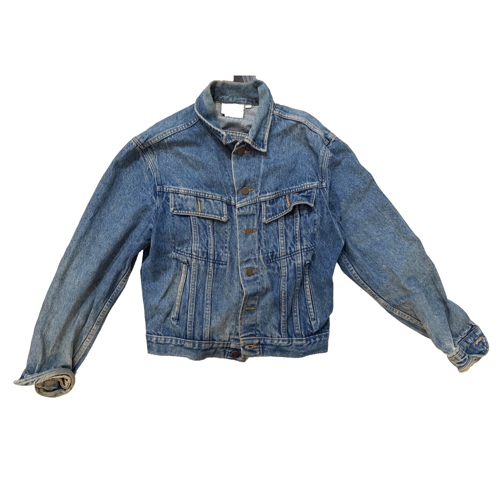 Vintage 80s Dickies Jacket Womens MED Blue Denim Button Front Workwear Made USA